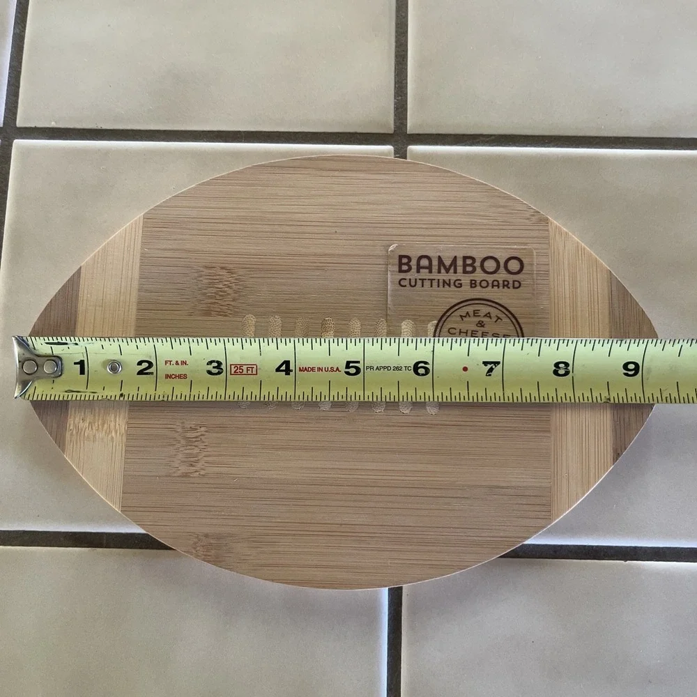 Football Shaped Charcuterie Bamboo Cutting Board Eco-Friendly 9 1/4